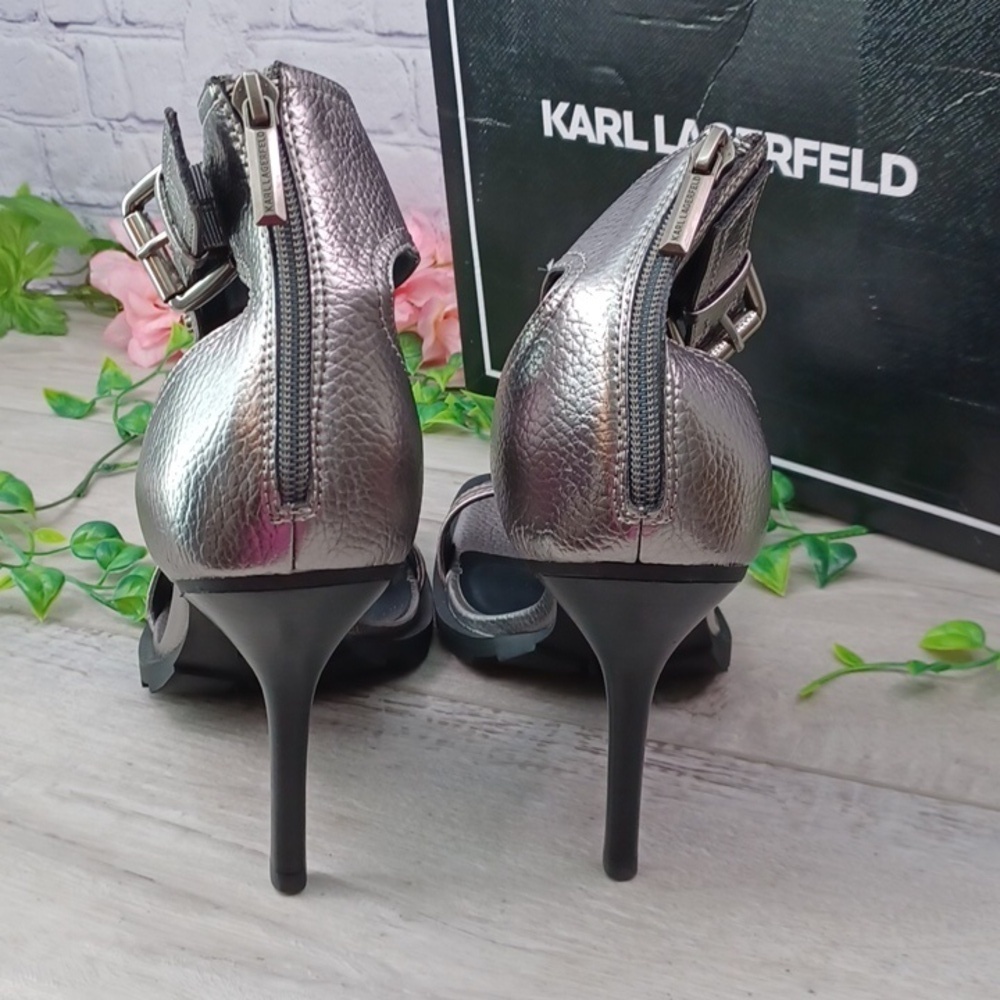 KARL LAGERFELD PARIS Malinda Embellished Ankle-Strap Dress Sandals NIB - Picture 4 of 13